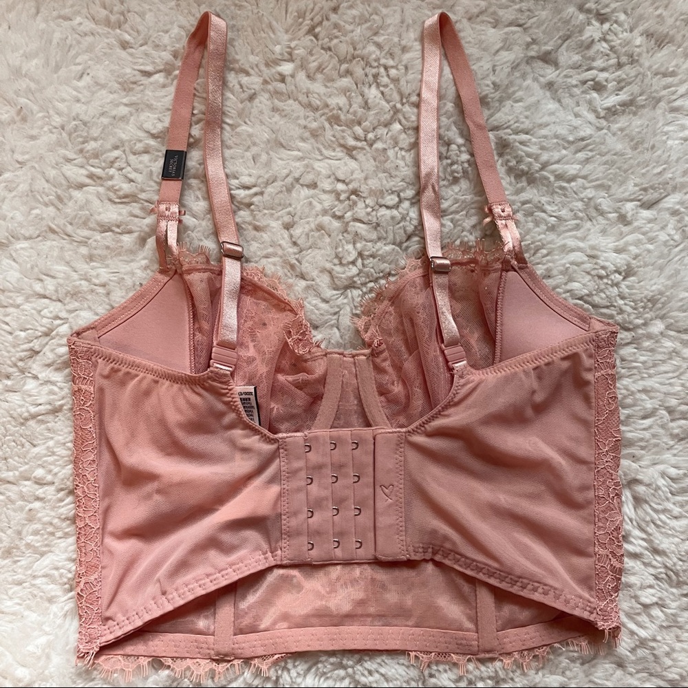 NWT Victoria’s Secret dream angels pink lace corset push-up bra with rhinestones - Picture 4 of 7